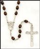 Brown Wood Oval Bead Rosary